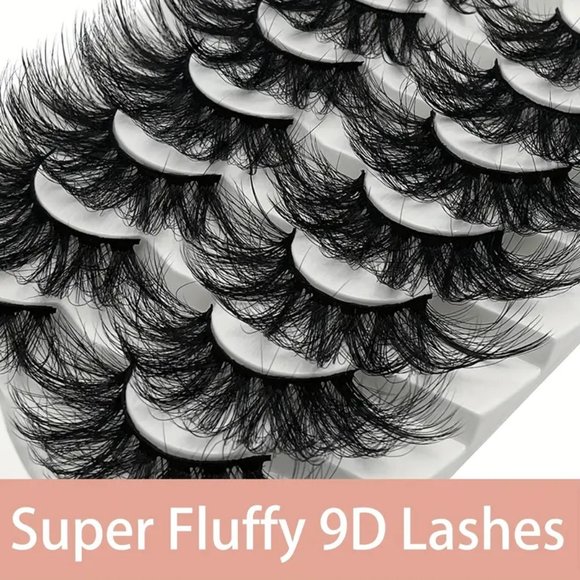 Fluffy 25mm Lashes, 9D Volume Faux Mink Lashes, Dramatic Long Thick Wispy Lashes - Picture 2 of 7